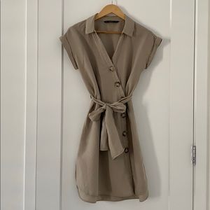 Asymmetric Zara linen shirt dress